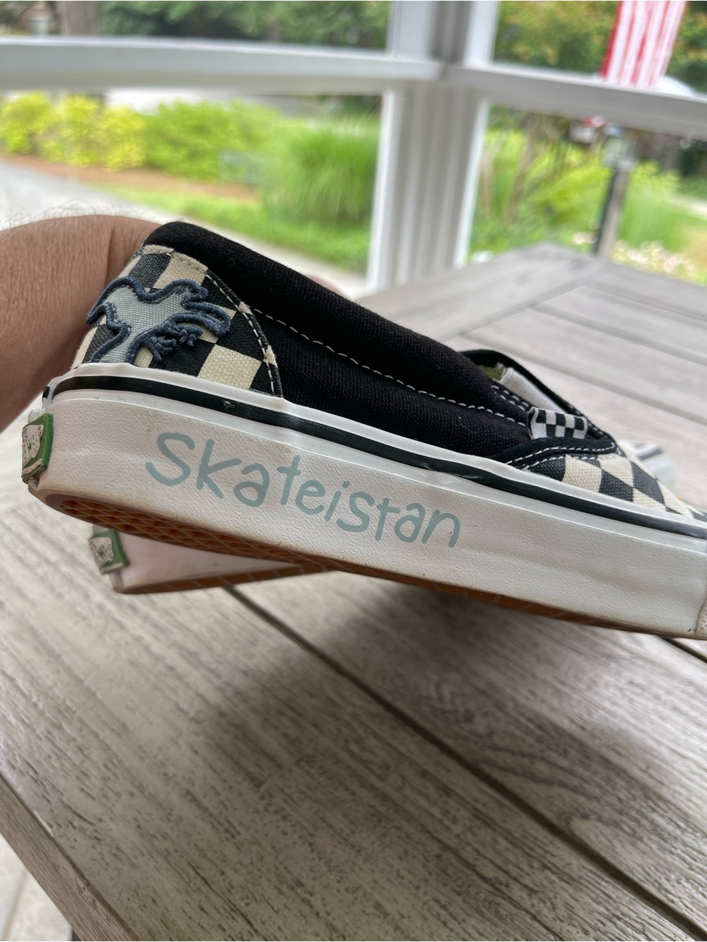 Vans Skateistan Checkerboard Patches Slip On PopCrush Sneakers Mens Size 9 - Picture 7 of 9